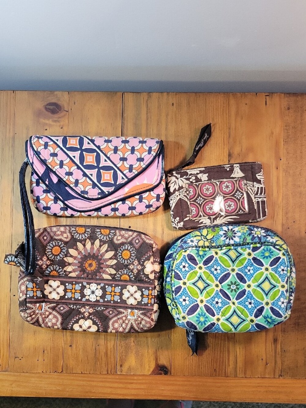 Lot of 4 Vera Bradley Accessory Lot Pink Blue & Brown